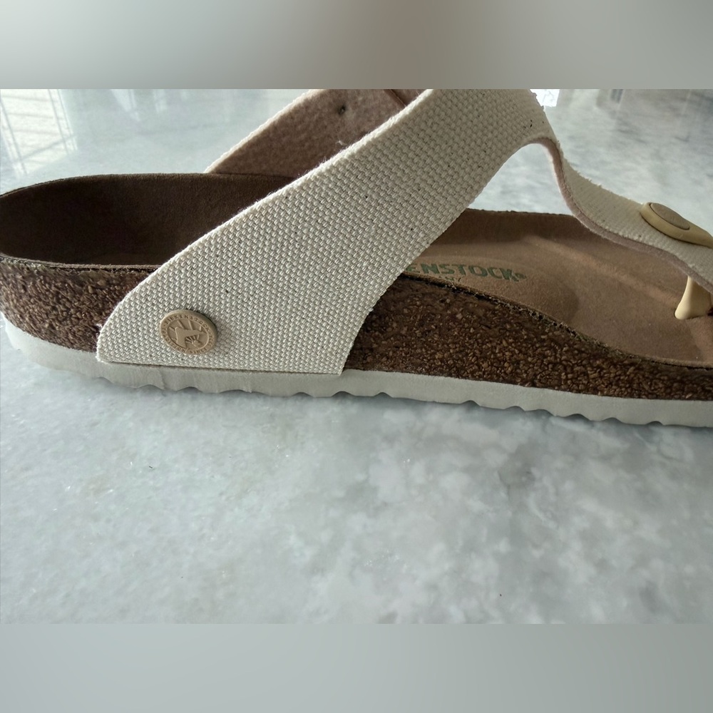 Birkenstock | Vegan Gizeh Canvas Eggshell Sandals | 39 | NWT - Picture 7 of 10